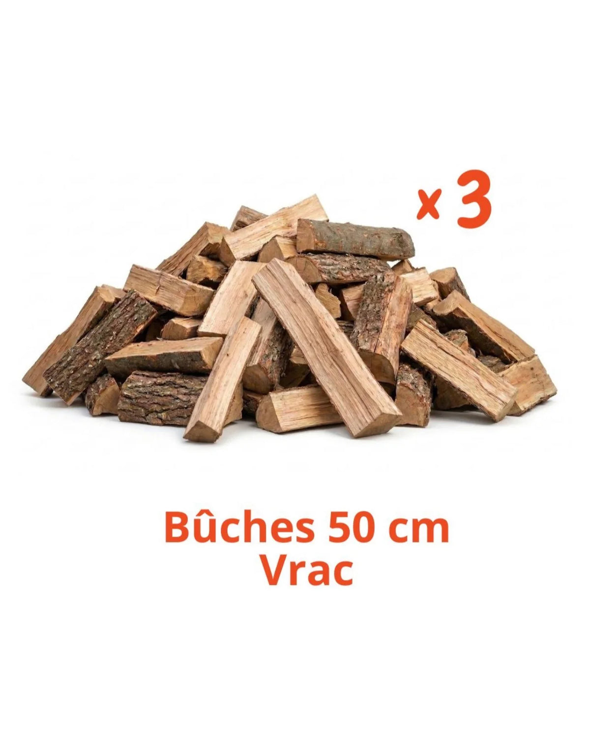 Pack 3 stères / Bûches 50 cm / 2.40 m3